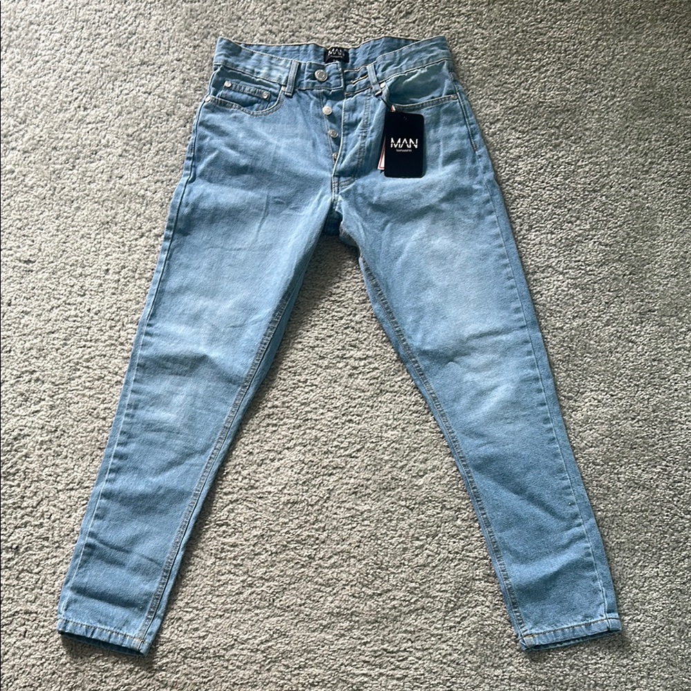 Boohoo Mens Slim Blue Jeans Modern Fit